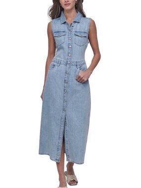DKNY Light Blue Denim Midi Dress Size Medium.